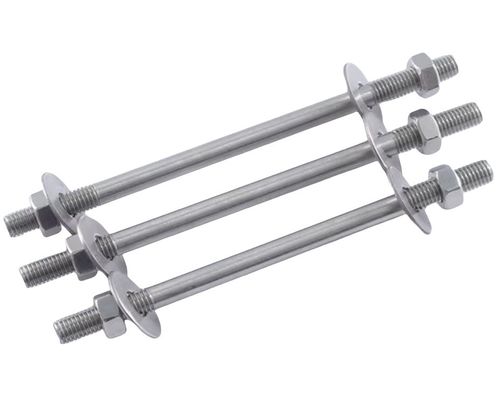 Double-head Bolt Two Nuts Two Flat Washers and Double End Thread ZINC Finish 304 Stainless Steel Wall-piercing Screw Set