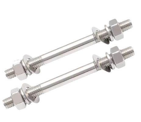 Double-head Bolt Two Nuts Two Flat Washers and Double End Thread ZINC Finish 304 Stainless Steel Wall-piercing Screw Set