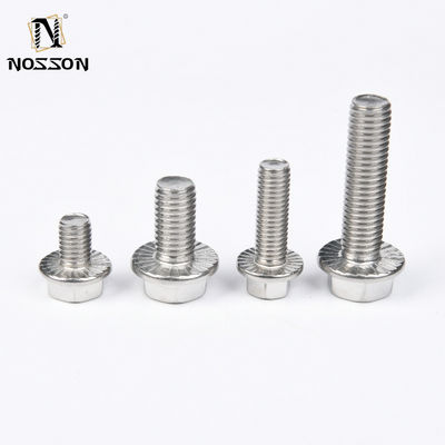 Sliver DIN Standard 304 Stainless Steel Hex Hexagon Flange Cap Head Screw Bolt with Serrated Washer GB5787 in Bulk