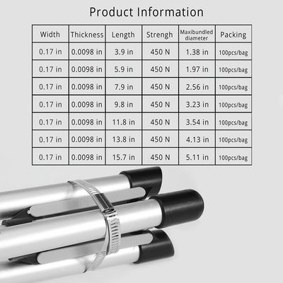 304 Stainless Steel Cable Ties Wrap Coated Self Locking Metal Zip Ties 9.8inch for Advanced and Customized Solutions