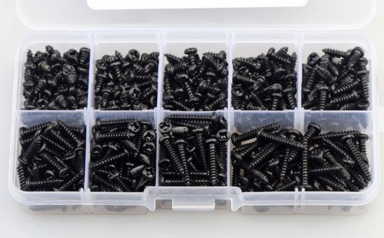 ALLOY Natural Colour 450pcs M3 Carbon Steel Black PA Cross Pan Head Round Head Self Tapping Screw Combination Set Assortment Kit