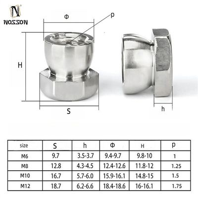 Chrome Plated Anti Theft Nut Stainless Steel 304 18-8 Twist Security Hex Breakaway Tamper Proof Shear Nut for M3 M4 M5 M6 M8 M10 M12