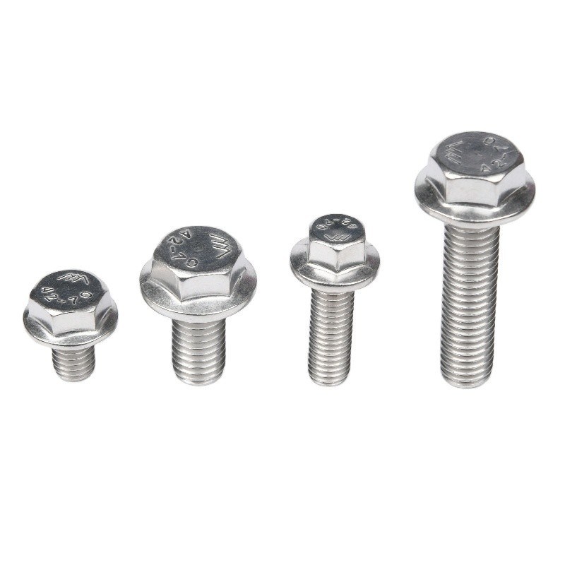 Sliver DIN Standard 304 Stainless Steel Hex Hexagon Flange Cap Head Screw Bolt with Serrated Washer GB5787 in Bulk